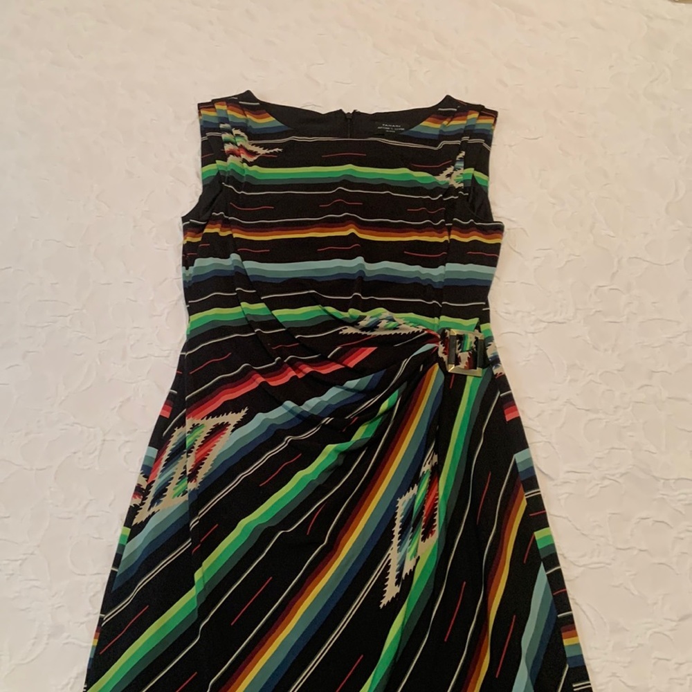 Arthur Levine for Tahari sleeveless stretch knit dress in Southwest style.  6P